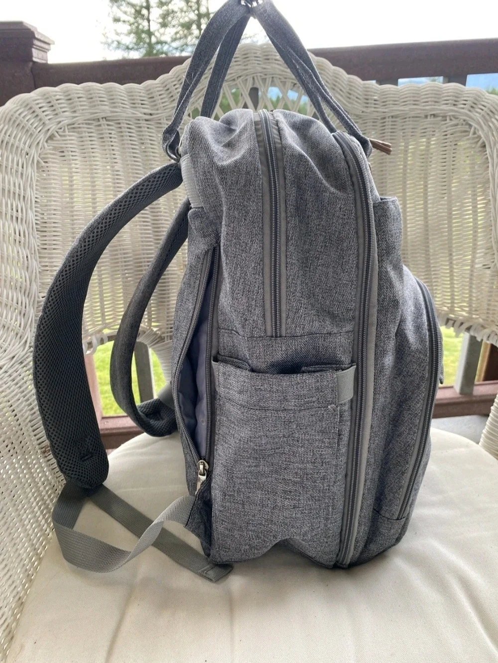 Ruvalino Diaper Bag + Changing Pad Gray Waterproof Travel Organization Backpack